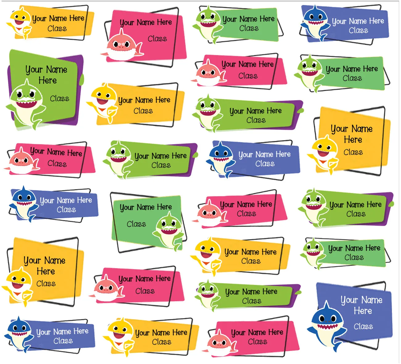 ""Baby shark" School labels packs