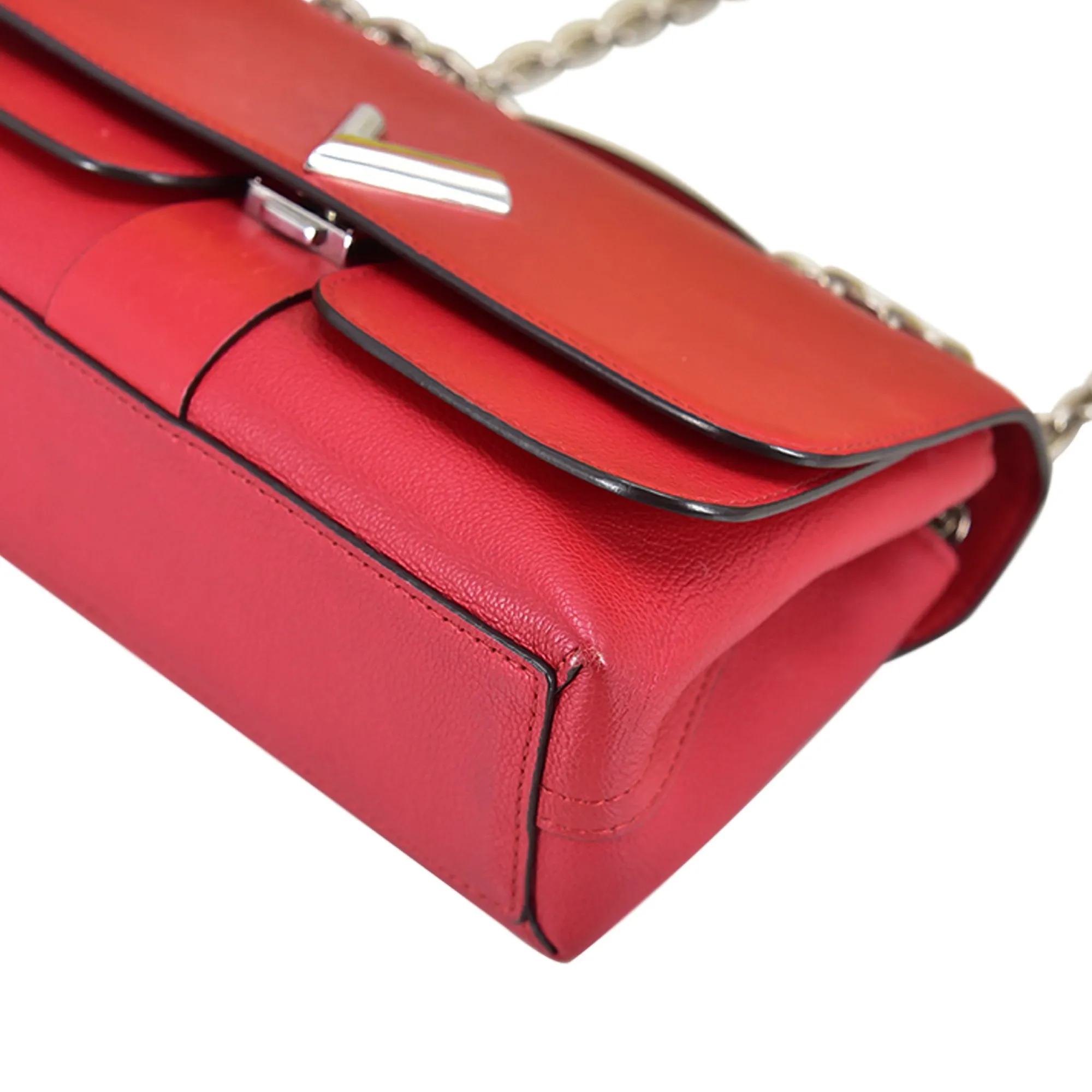 Red Louis Vuitton Monogram Cuir Plume Ecume Very Chain Bag Satchel