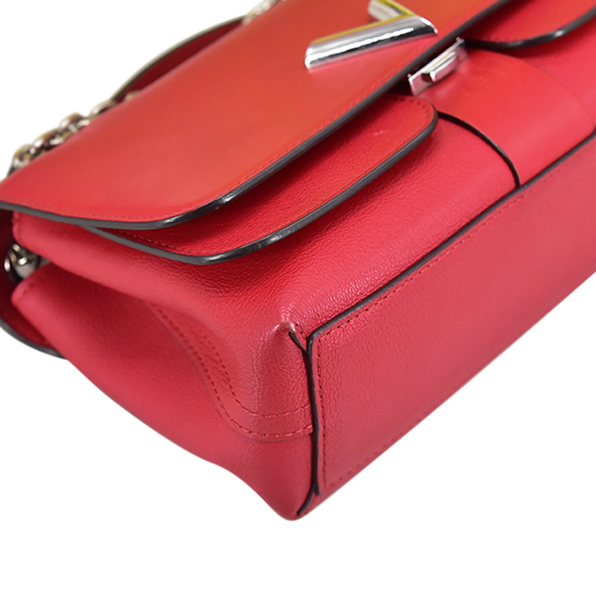 Red Louis Vuitton Monogram Cuir Plume Ecume Very Chain Bag Satchel