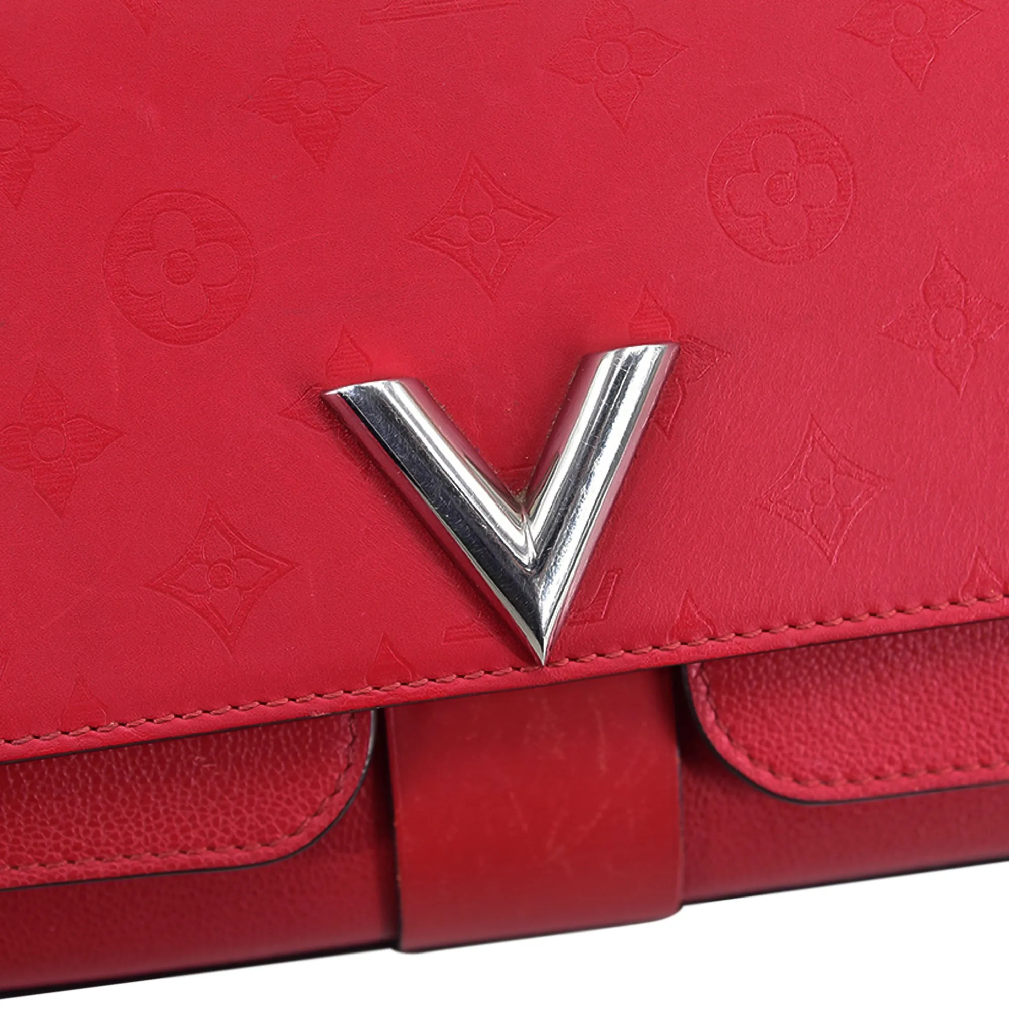 Red Louis Vuitton Monogram Cuir Plume Ecume Very Chain Bag Satchel