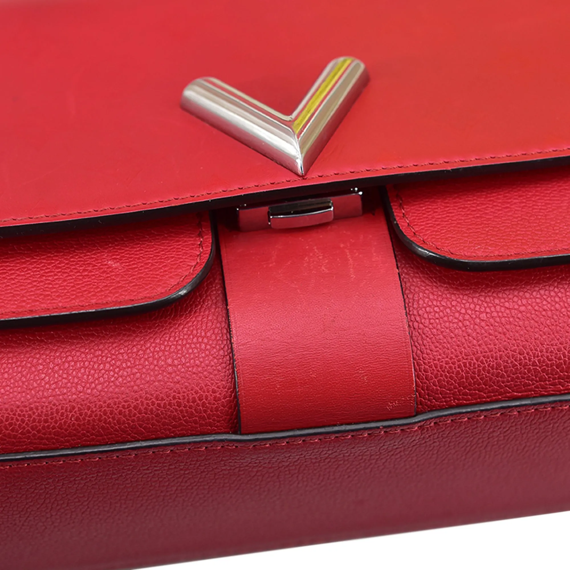 Red Louis Vuitton Monogram Cuir Plume Ecume Very Chain Bag Satchel