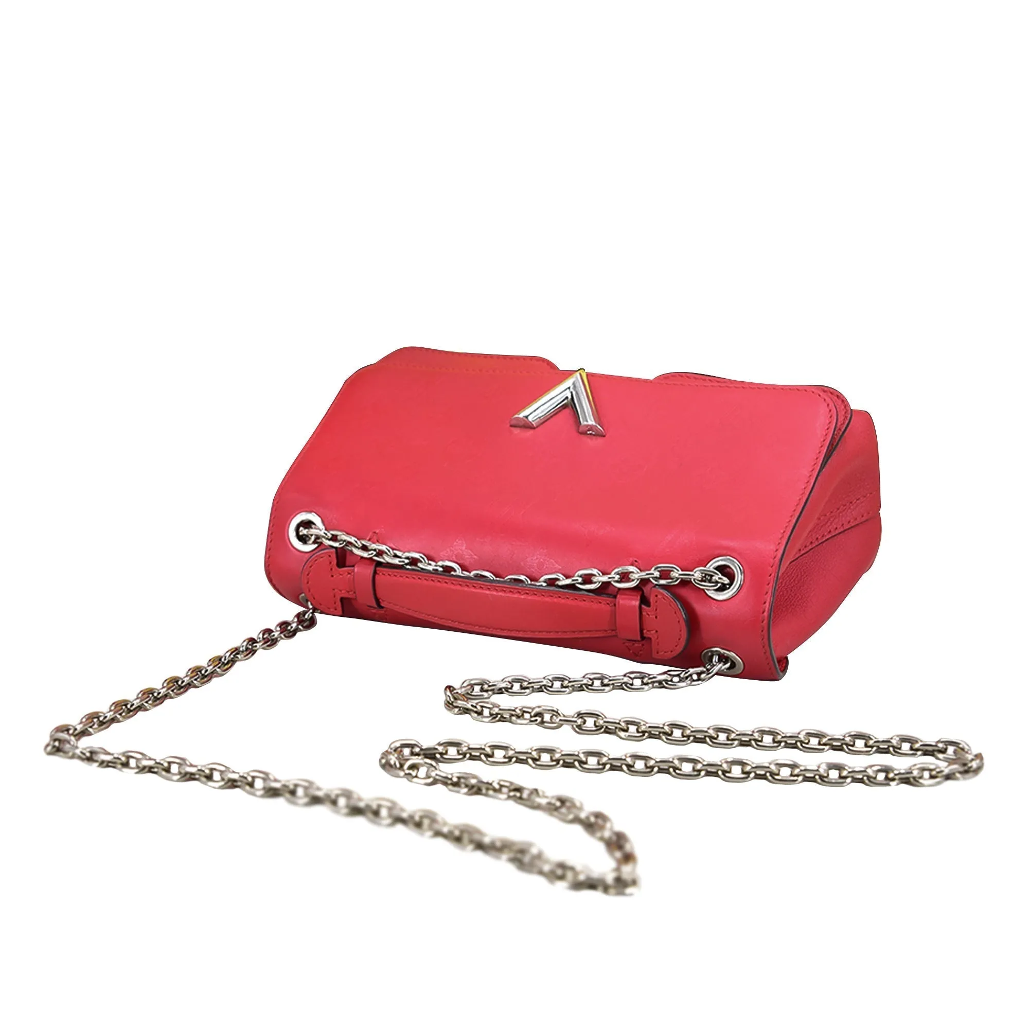 Red Louis Vuitton Monogram Cuir Plume Ecume Very Chain Bag Satchel