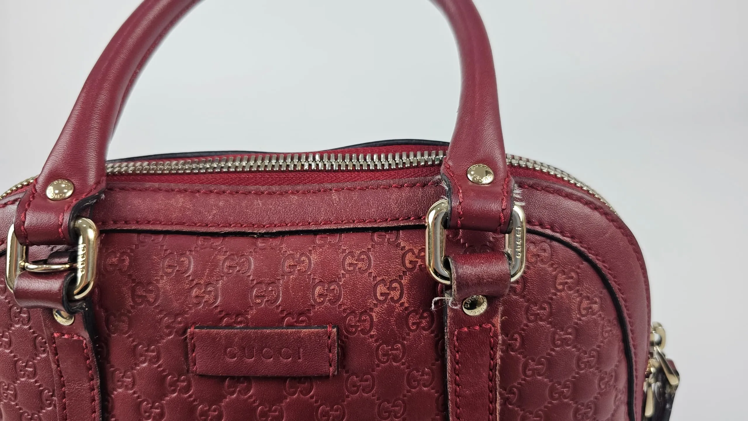Red Mini Guccissima Leather Mini Dome Crossbody Bag