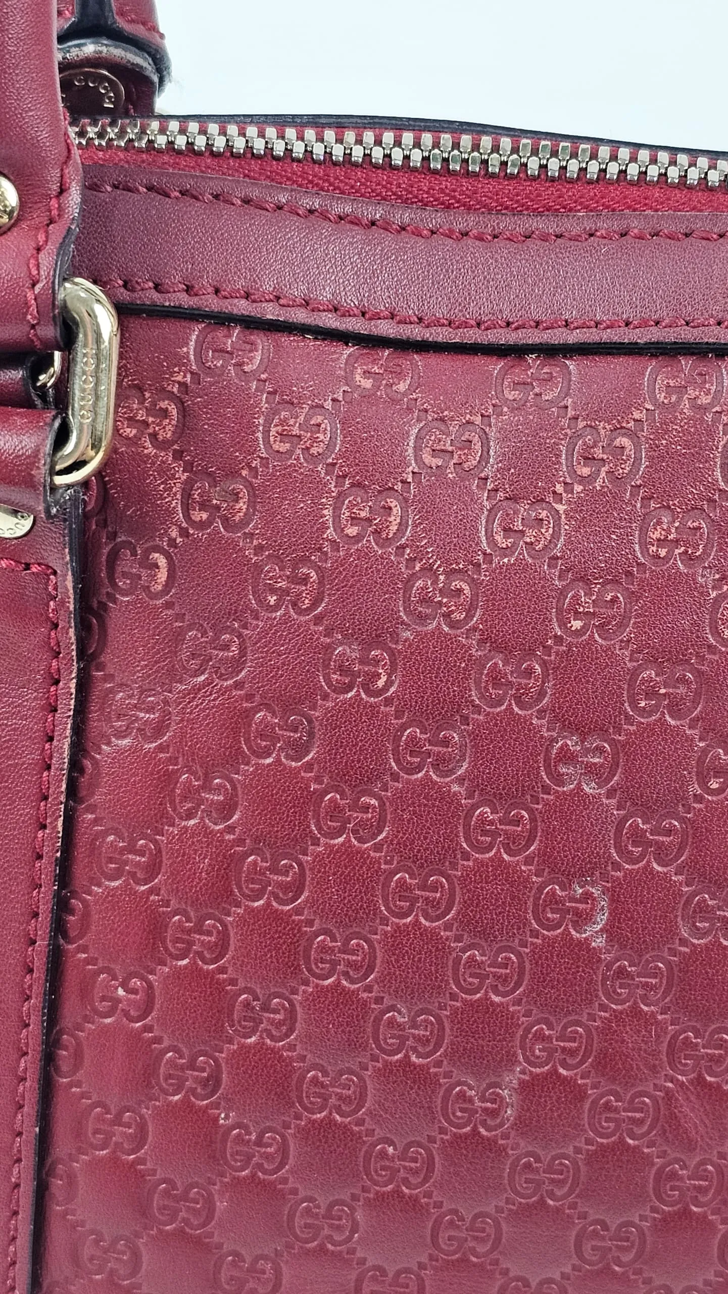 Red Mini Guccissima Leather Mini Dome Crossbody Bag