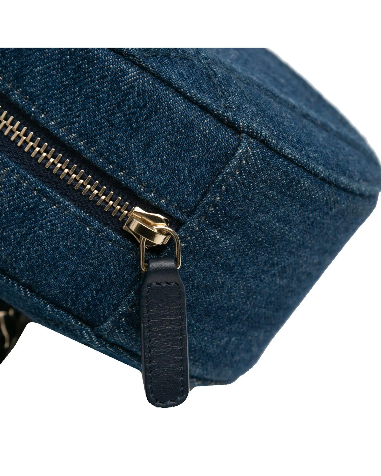 Round Denim Clutch with Chain Handle