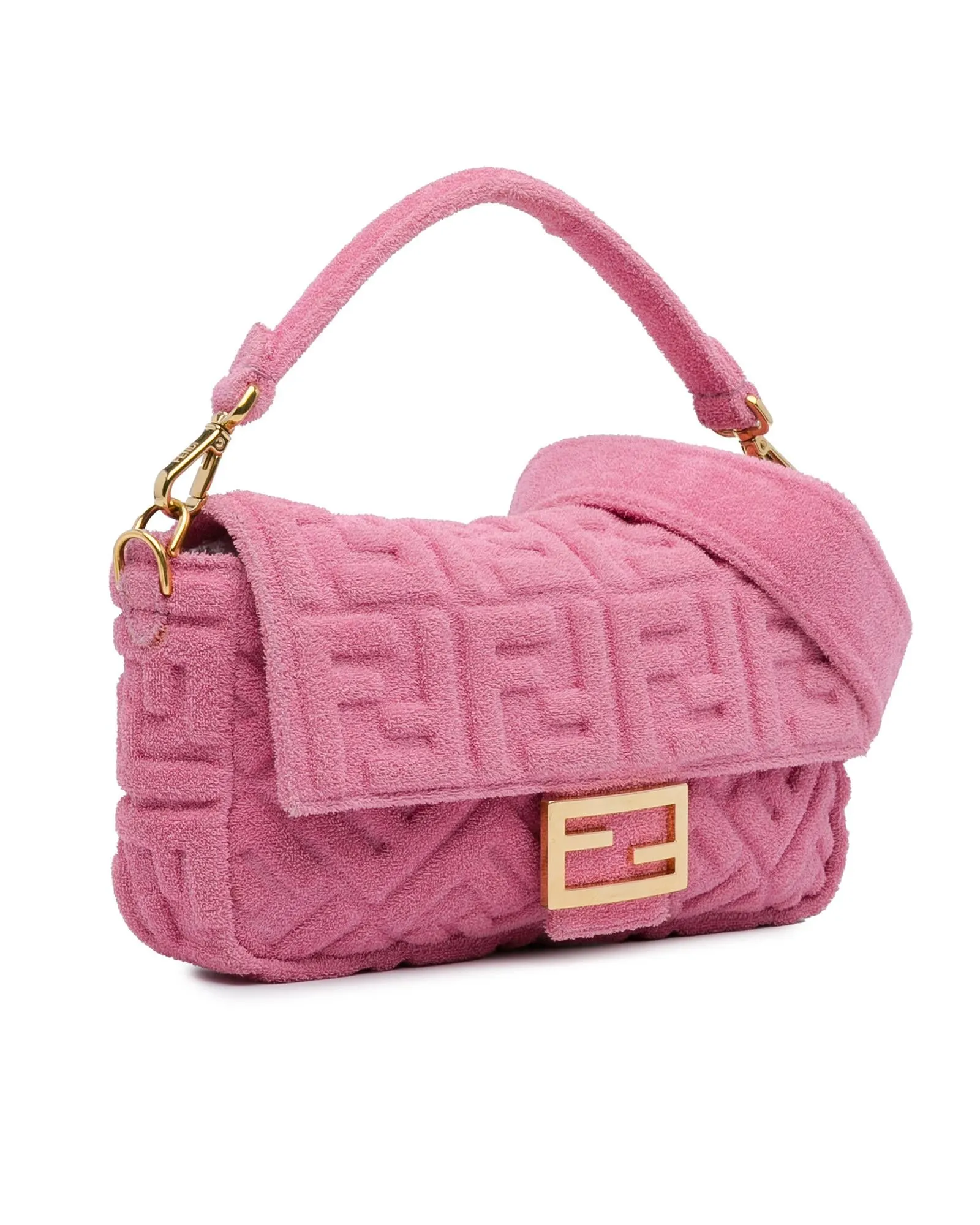 Terry Cloth Satchel with Detachable Strap and Flap Closure