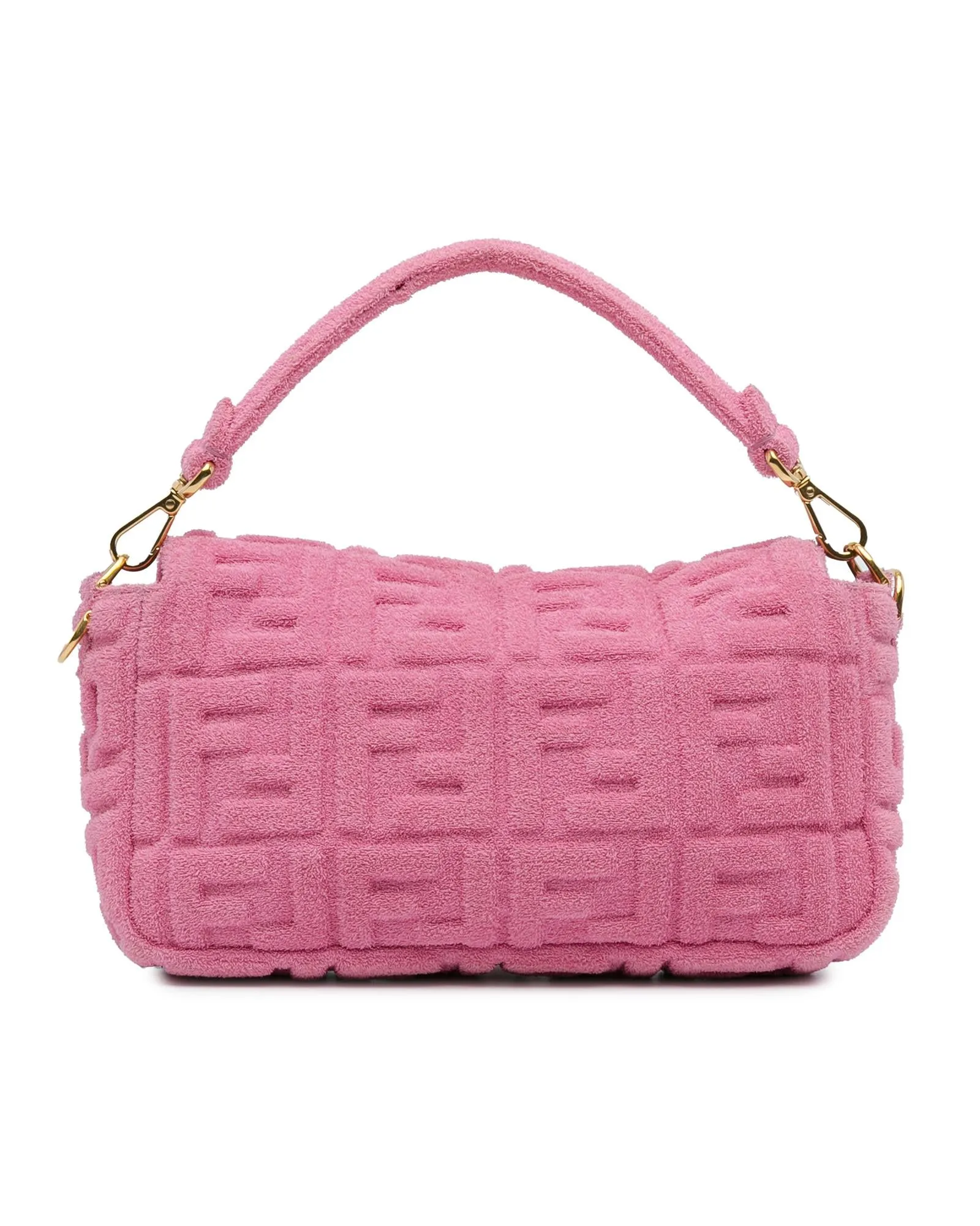 Terry Cloth Satchel with Detachable Strap and Flap Closure
