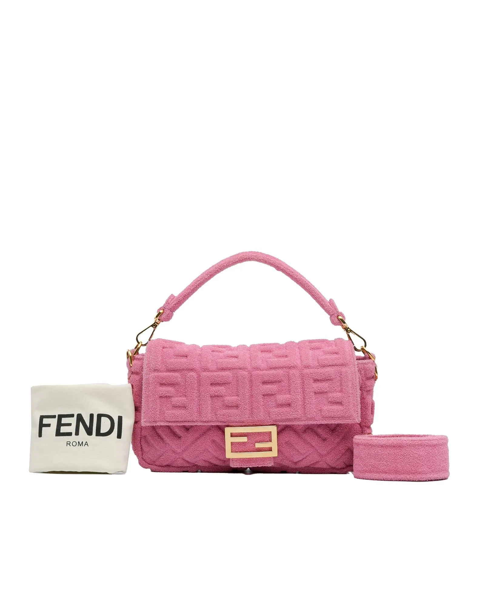 Terry Cloth Satchel with Detachable Strap and Flap Closure