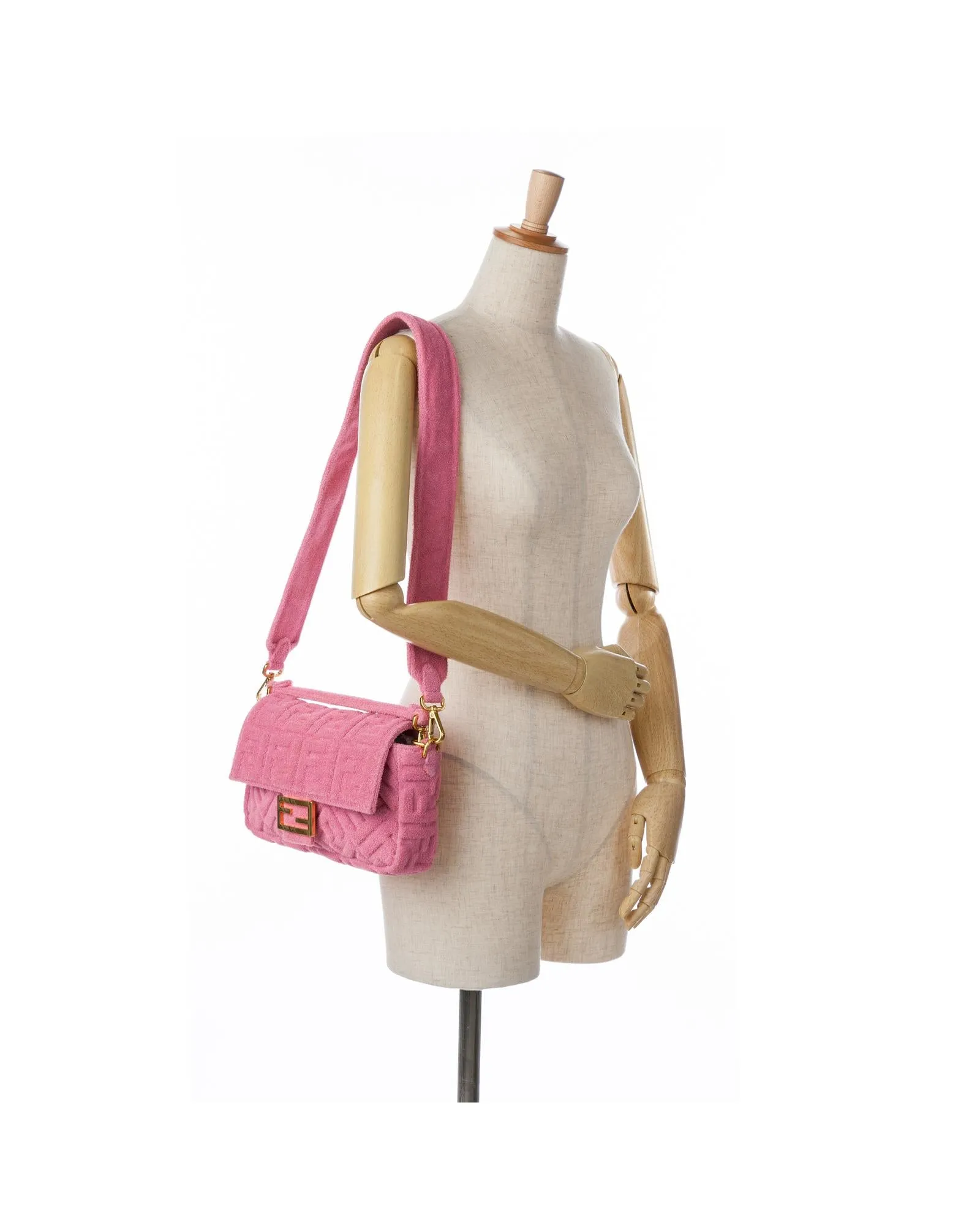 Terry Cloth Satchel with Detachable Strap and Flap Closure