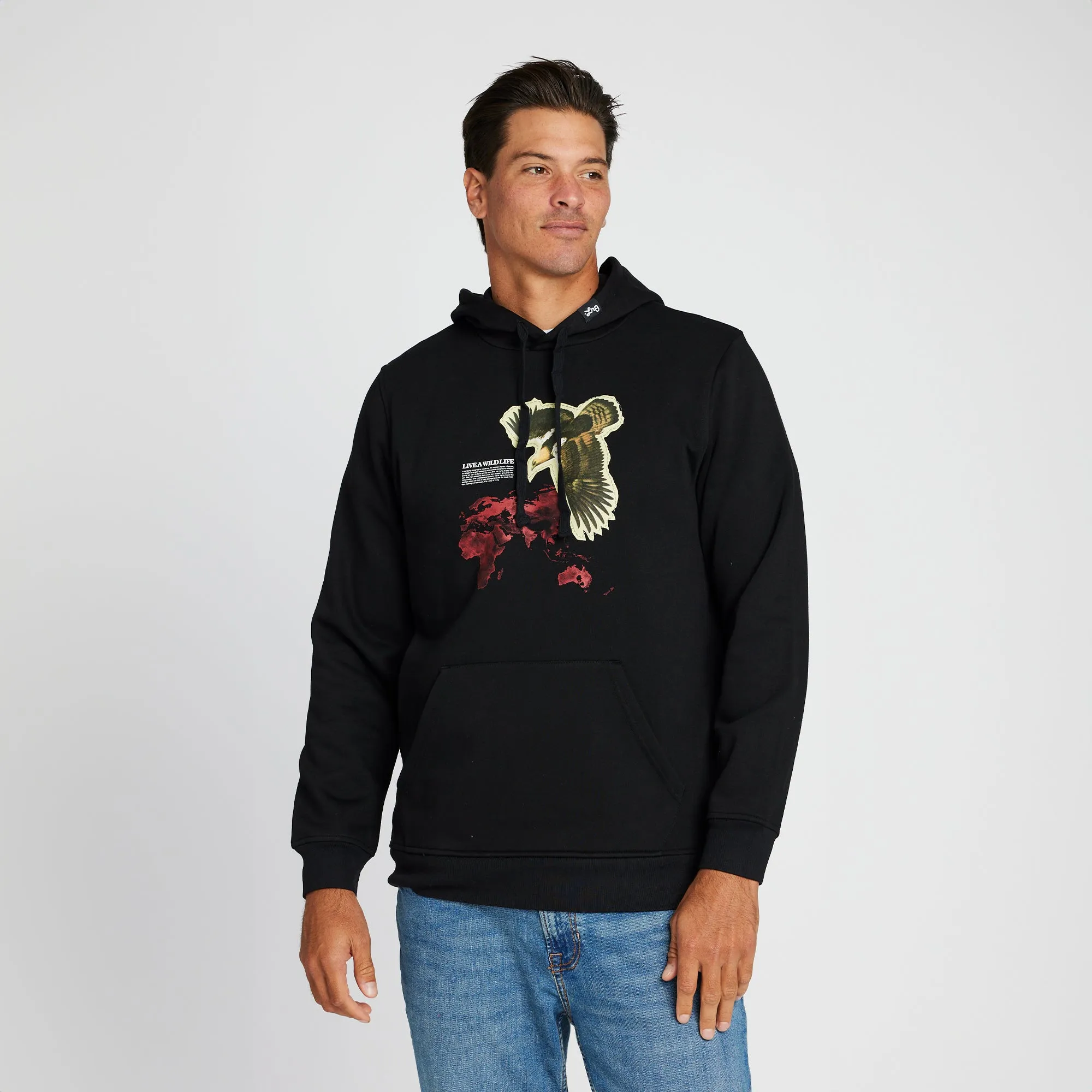 WILD WORLD PULLOVER HOODIE - BLACK